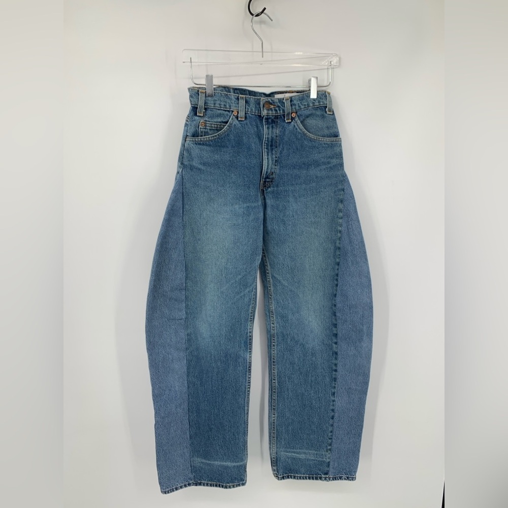 Aligrace Levis Barrel leg jeans denim blue vintage repurposed pre-worn new 25